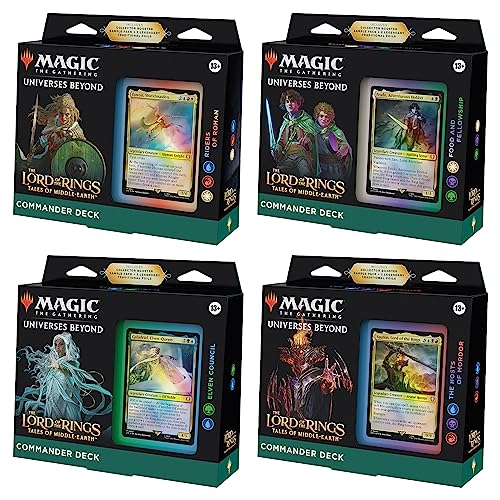 Magic The Gathering The Lord of The Rings: Tales of Middle-Earth Commander Deck Bundle – Includes All 4 Decks