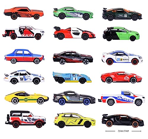 Majorette - Coches de carreras 1 de 18 vehículos de juguete (enviados al azar), diseño detallado, escala 1:64 (7,5 cm), con tarjeta de coleccionista, adecuado partir de 3 años (212084009)