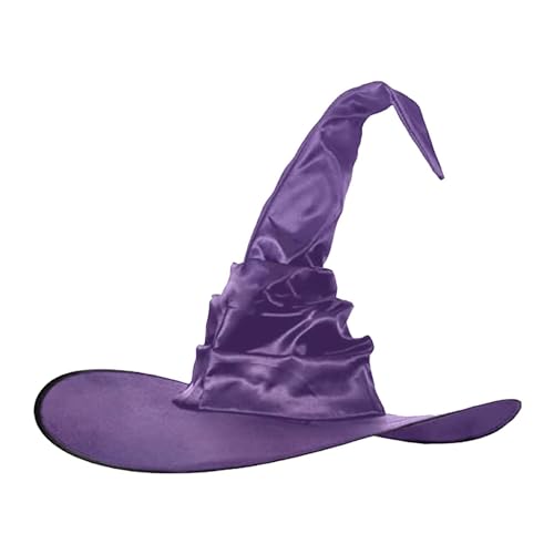 majs Sombrero de bruja clásico | Sombrero misterioso con volantes para Halloween Bruja Cosplay | Disfraces de bruja para cosplay, juegos de rol, fiesta de Halloween, fiesta de disfraces, desfile,