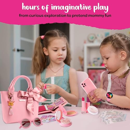 Make it Up Little Beauty On The Go Pretend Play Kids Purse and Makeup Toy with Princess Pretend Makeup Smartphone Wallet Keys Credit and VIP Cards Play Set for Girls, Ages 3+ Euro Addition