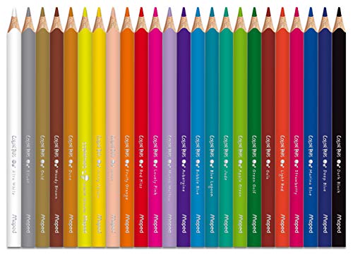 Maped - Pinturas de Madera - Lápices de Colores Jumbo - 24 Pinturas con Presentación en Caja de Cartón - Mina Blanda y Resistente - Empuñadura Gruesa para Mejor Empuñadura