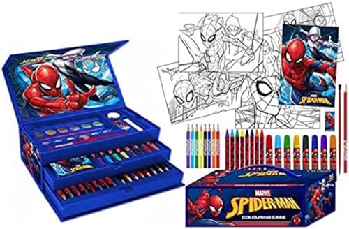Marvel Amazing Spiderman - Estuche para colorear para niños, 43 piezas, pintura para niños, estuche de arte