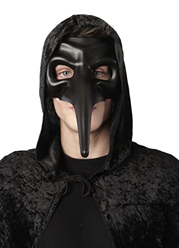 Máscara de Médico de la Peste para Disfraz Medieval Adulto, Mask con Pico Similar a un Pájaro para Halloween Carnaval y Fiestas Temáticas, Talla única (Negro)