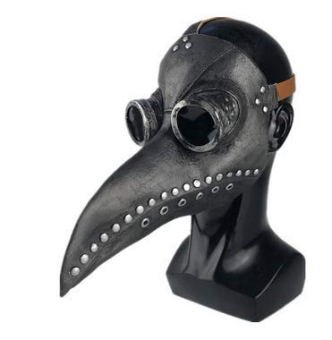 Máscara Halloween Adulto Medieval Peste Doctor Máscara Pájaro Plague Doctor Disfraz Steampunk Retro Metal Rock Scary Mask Pico Costume (Negro 2, Talla Única)