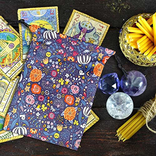 Mashin Tarot Card Bag Bolsa de almacenamiento para entusiastas del tarot Bolsa de almacenamiento con cordón para evitar la pérdida de objetos de valor, regalo de fiesta para dados, joyería de