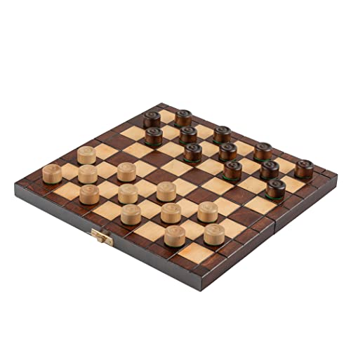 Master of Chess - Juego de corrientes de aire de viaje, 64 cuadrados, tablero de ajedrez plegable de 25 cm, damas de madera hechas a mano, juego de mesa para niños y adultos