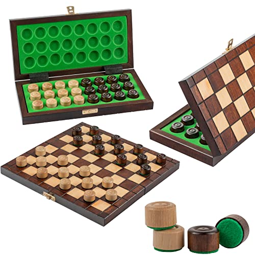 Master of Chess - Juego de corrientes de aire de viaje, 64 cuadrados, tablero de ajedrez plegable de 25 cm, damas de madera hechas a mano, juego de mesa para niños y adultos