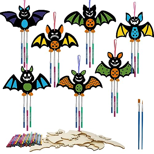 Matogle 9 piezas juego de parabrisas de murciélagos de Halloween juego de artesanía de decoración de madera juego de sonido infantil juego de Castillo de madera con regalos de cumpleaños para niños