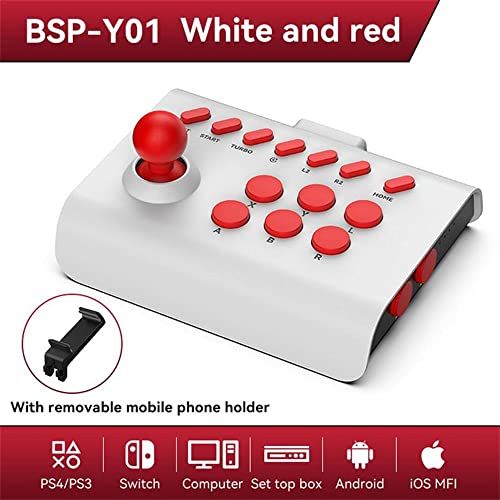 MayHei Arcade Fight Stick Game Fighting Joystick Controlador para Switch PS4 PS3 Ultimate Pandora Caja Antideslizante PC Android IOS Teléfono Móvil Blanco Rojo