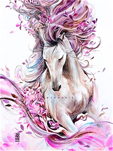 Meecaa Kit de pintura por números de animales de caballo de color para adultos principiante DIY pintura al óleo 16 x 20 pulgadas (caballo 1, sin marco)