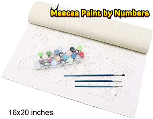 Meecaa Paint by Numbers Bridge Building Boat Lover Kit para adultos principiante DIY pintura al óleo 16 x 20 pulgadas (puente, sin marco)