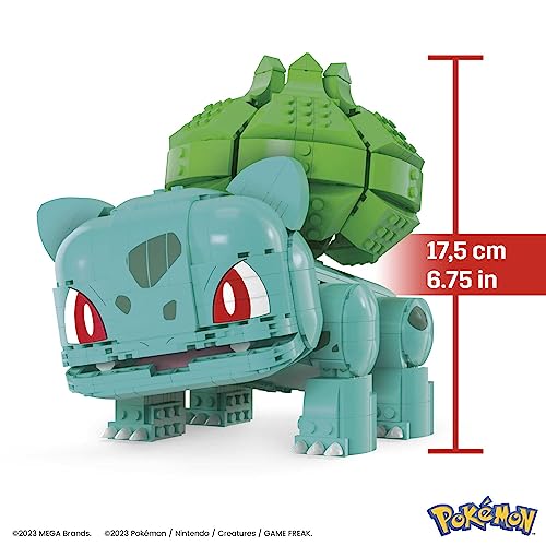 MEGA Pokémon Bulbasaur gigante Figura de acción construible y articulada, juguete de construcción para niños y niñas con 355piezas y 17,8cm, regalo para niños y niñas de 7 años, HNT96