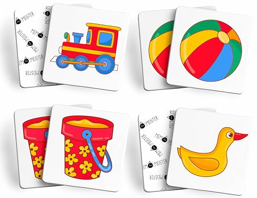 Memo Meister Memo Juego de cartas para niños a partir de 3 años de tres-queso alto, juego de memoria con 36 tarjetas (18 pares), regalo para los más pequeños con tarjetas extragruesas de 4,5 x 4,5 cm