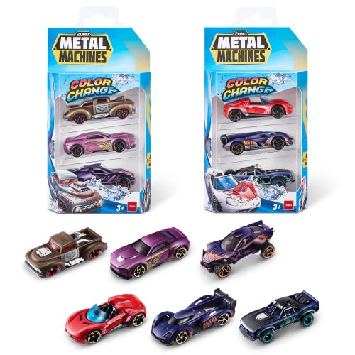 METAL MACHINES Color Change Car Series 4, (Paquete de 6), los Estilos Pueden Variar Juguetes Carreras coleccionables, Autos fundidos a presión, 6 Pack (ZURU 67116)