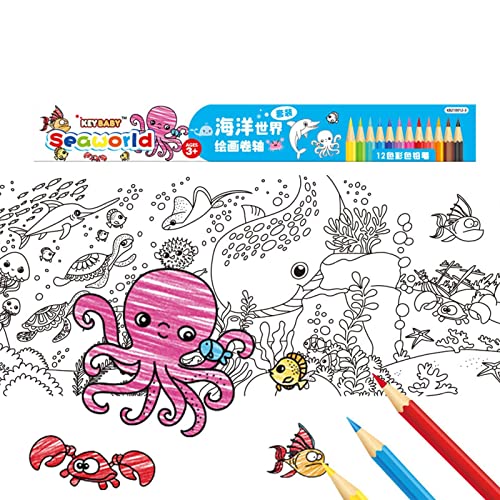 Mgichoom Rollos de pintura de dinosaurios | Rollo de papel para pintar con motivos de animales sobre el tema del océano para niños | Rollo de papel de dibujo fácil de usar, pintura de bricolaje, papel
