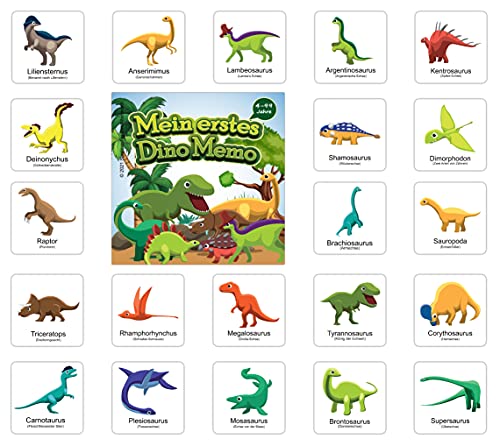 Mi primer Dino Memo | para los fans de dinosaurios a partir 4 años Dinos ilustrados adecuados niños con efecto aprendizaje especial Juego clásico jóvenes y mayores cartas