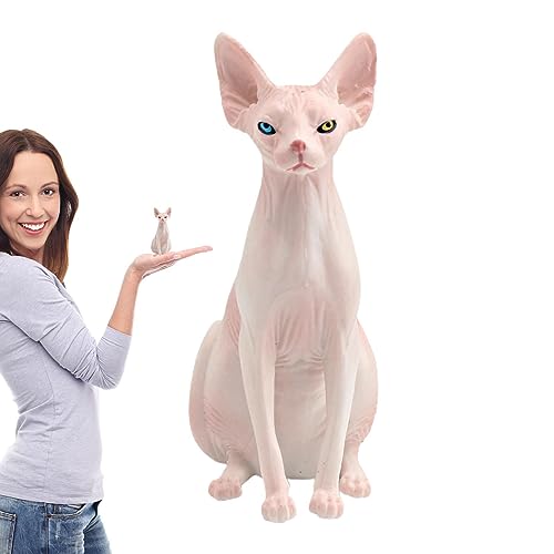 Mini figura de gato esfinge, Sphinx Cat Animals Figure Toys High Simulation Vivid Hairless Cat Toy, Modelo de gato sin pelo en miniatura de simulación de 3,74*3,54*1,57 pulgadas para oficinas Tadalu