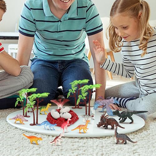 Mini figuras de dinosaurios,Juego de figuras de dinosaurios realistas | Juguetes de dinosaurio con huevos de dinosaurio y caja de almacenamiento, recuerdo de fiesta, regalo para niños y niñas Tongfeng