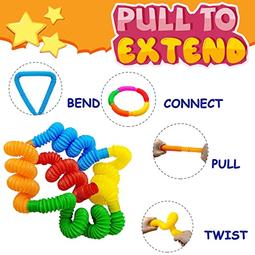 Mini Juguetes Sensoriales de Tubos Pop,24 Pieza Juguetes Sensoriales de Tubo,Juguetes Fidget,Juguetes Sensoriales de Tubo Elástico Multicolor Juguetes para Aliviar el estrés y la Ansiedad…