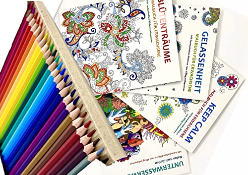 Minis Kreativ Juego de lápices de colores con 24 lápices de colores + sacapuntas DUO, libro para colorear con música relax, adecuado para artistas, niños y adultos