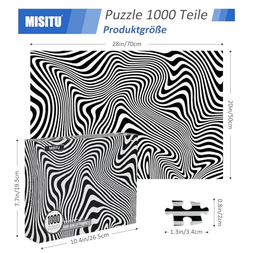 MISITU Puzzle de 1000 piezas para adultos, clásico, negro, blanco, rompecabezas, regalo para niños o amigos