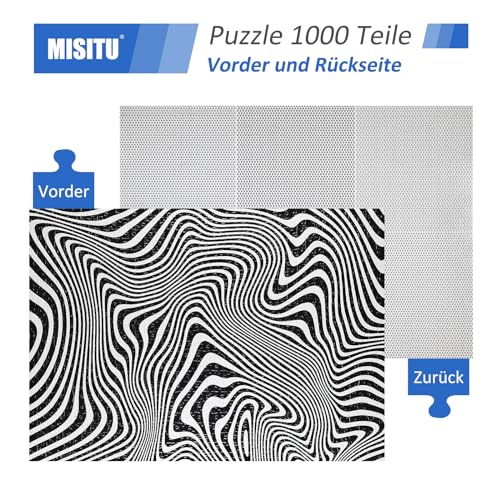 MISITU Puzzle de 1000 piezas para adultos, clásico, negro, blanco, rompecabezas, regalo para niños o amigos