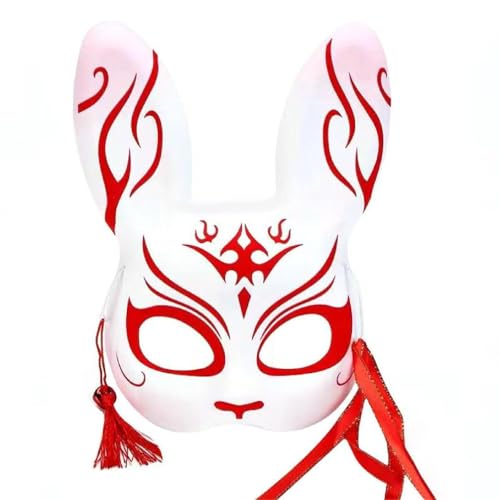 MISUVRSE Máscara de conejo, orejas de conejo, máscara de zorro, máscara japonesa para cosplay, máscaras de media cara, para Halloween, Navidad, fiesta, accesorios de zorros