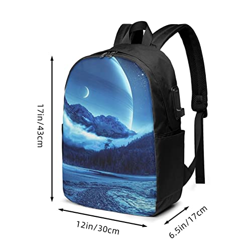 Mochila de viaje para laptop de 17 pulgadas, mochila escolar para estudiantes universitarios, mochila de luna de montaña para hombres y mujeres, luna de montaña, #308