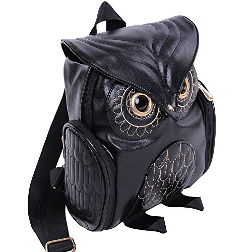 Moda linda OWL mochila mujeres dibujos animados escuela bolsas para niñas adolescentes caso práctico familia, Le Noir, Talla única