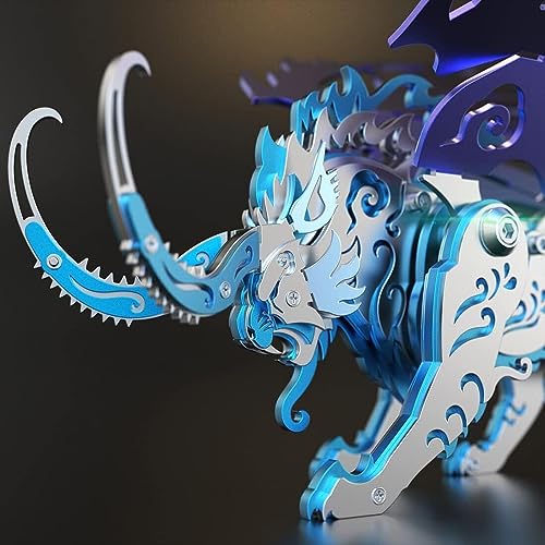 Modelo de Montaje de Tigre Qiong Qi de Bestias Chinas Antiguas DIY, Kit de Modelo de Rompecabezas de Metal 3D, Rompecabezas Regalos Adornos de Escritorio DIY for Adultos (Color : Bluish Violet)