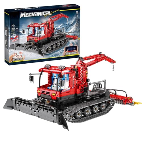 Modelo de quitanieves, 1100 piezas de bloques de sujeción MOC, grúa sobre orugas, kit de modelo de vehículo para eliminación de nieve con 4 motores, compatible con Lego 22019