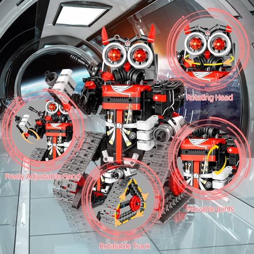 MOJINO Technic Robot Robotica Juguete 6 7 8 9 10 11 12 Kit Robotica de Construcción con Control Remoto 3 en 1 Technik Building Set Regalo para Niños Chico Chica 6-9 10-16 Años, Rojo