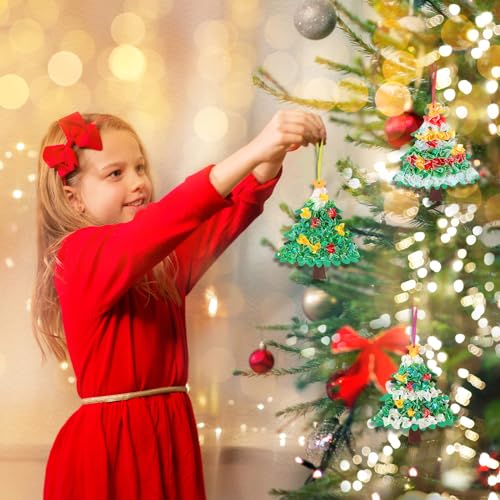 MONCAP 12 unidades de árbol de Navidad para niños, árbol de Navidad, manualidades, invierno, arte de poke, juguetes de bricolaje 3D, juegos de manualidades para niños, Navidad, creativo, bricolaje,