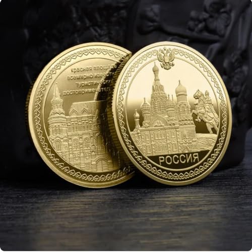 Moneda Conmemorativa Rusia Edificio de la Plaza Roja de San Petersburgo Monedas coleccionables para colección Moneda de Oro chapada en Metal para Recuerdos
