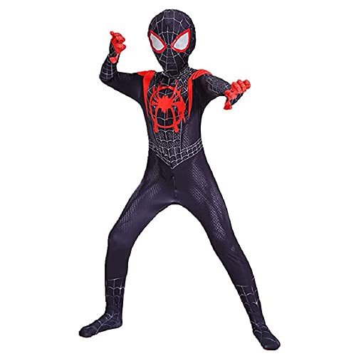 Mono festivo de disfraces fiesta Disguise Spidey para niños, Cosplay disfraz de juego rol superhéroe Miles Morales Spider Jumpsuit Costume 110-120