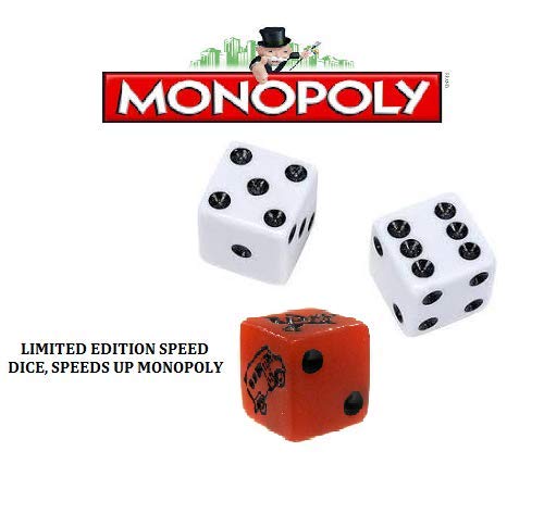 Monopoly Speed Dice Red Dice x1 White Dice x2 Game Spare Parts Genuine Official Red & White Dice Die Monopaly Piezas de repuesto