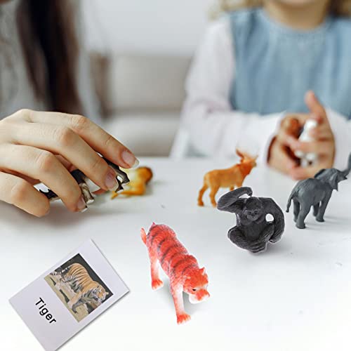 Montessori Animal Card Model Toy Set – Wildlife 1 modelo de cartas a juego (CARD0004) + animales de aves de corral (ZHWJ020) + animales oceánicos 2 (ZHWJ036) + modelo de tarjeta de insectos a juego