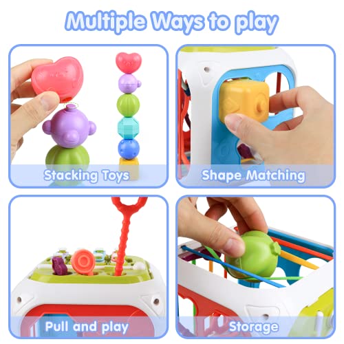 Montessori Juguetes a Partir de 1 año, Juguetes de motricidad Fina, Regalo de Aprendizaje Preescolar, Juguete sensorial para bebés con Cubo Colorido para niños pequeños, niñas, niño 1, 2, 3 años