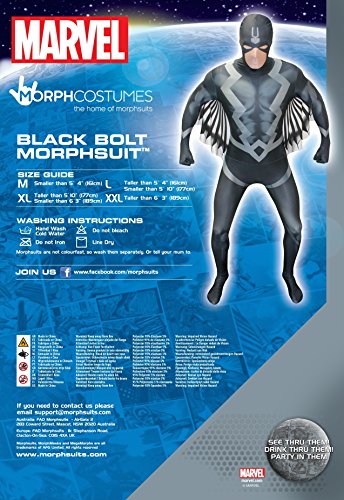 Morphsuits Black Bolt Disfraz de Disfraz de Adulto - Tamaño Mediano - 5'-5'4 (150cm-162cm)