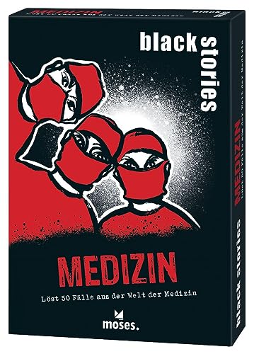 moses. Black Stories Medicine - 50 Puzzles con Casos del Mundo de la Medicina, Juego de Cartas con Variante de Juego y fichas de puntuación, Juego de Rompecabezas para Adolescentes y Adultos