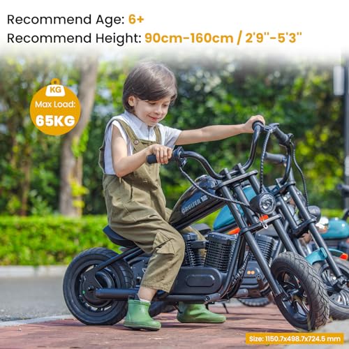 Moto eléctrica para niños de 6-12 Años, HYPER GOGO Cruiser 12, Velocidad máxima 16km/h, 24 Vol, 3 Niveles de Velocidad, Carga máxima de 65kg, autonomía de 12km (Verde)