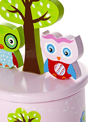 Mousehouse Gifts Caja de música Rosa para bebés Decorada con búhos y con la melodía “It’s a Small World Bautizo o babyshower