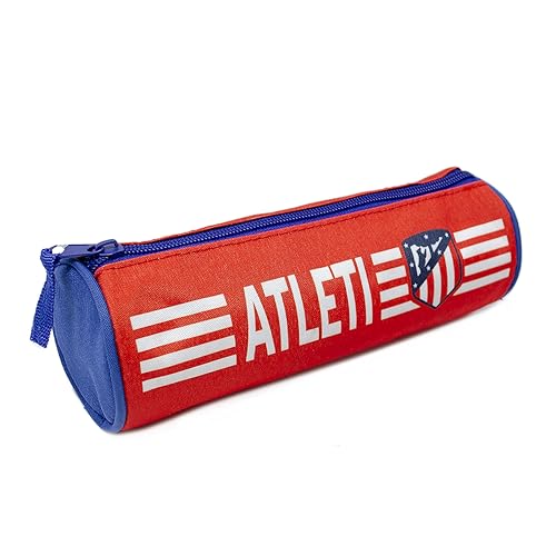 ms móvil shop Atlético de Madrid Portatodo Estuche Cilindrico Escolar para Niños Escudo Atleti Color Rojo Producto Oficial 24 x 12 x 8 cm