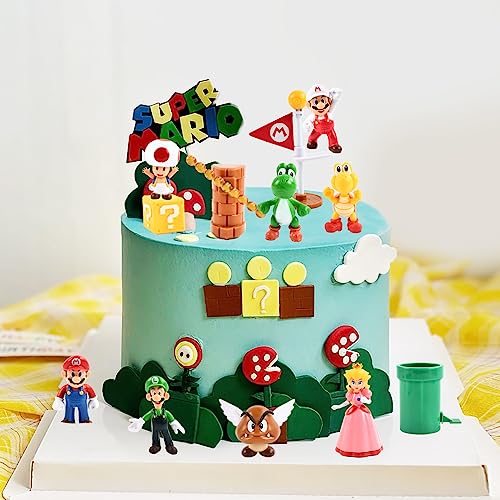 Mstnoixgc 12 piezas mini figuras para tartas super bros, juguetes de modelo, muñecos para decoracion de tartas infantiles