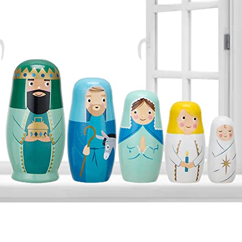 Muñecas de anidación de Jesús, muñecas rusas de madera matrioshka, juego de pesebre de Jesús para niños, muñecas matrioshka para bodas, fiestas, decoraciones