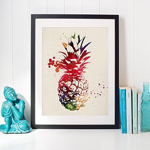 Nacnic Lámina para enmarcar Piña. Lamina para enmarcar con imágenes de Fruta. Poster estilo acuarela. Papel 250 Gramos