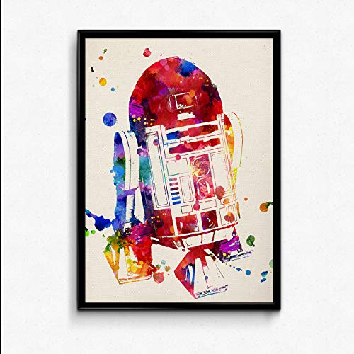 Nacnic Pack 4 Láminas Decorativas Star Wars con Marco | Láminas de Películas para Habitación, Salón, Dormitorio, Oficina... | Láminas Estilo Acuarela | Láminas Grandes en Papel A3 29,7x42cm