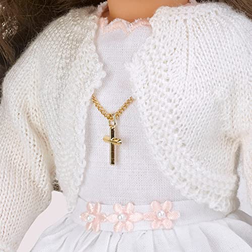 Nancy - Muñeca vestida de Primera Comunión, morena, con vestido blanco, de estilo clásico, para colección y regalar, Famosa (700011490)