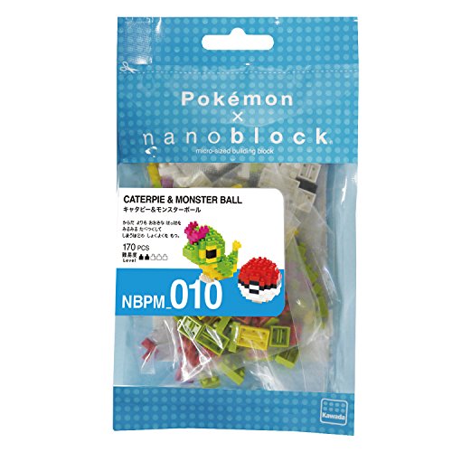 nanoblock NBPM010 Pokemon Caterpie & Poké Ball, Colourful