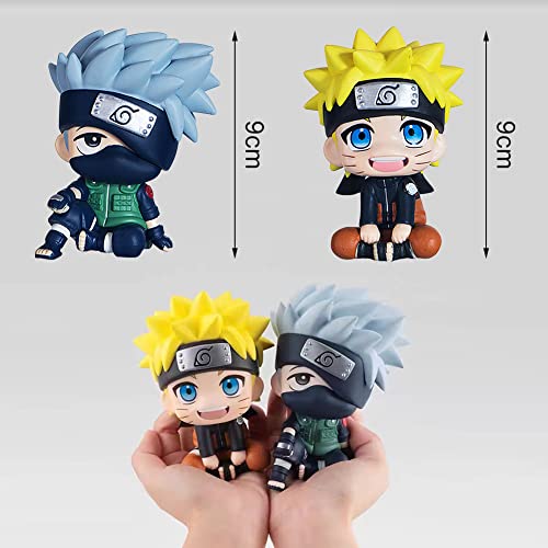 Naruto Figuras de Anime 2 Piezas Modelo de Figura de Personaje de PVC Anime Estatua Juguetes para Niños Regalo Modelo Decoración de Escritorio 8cm
